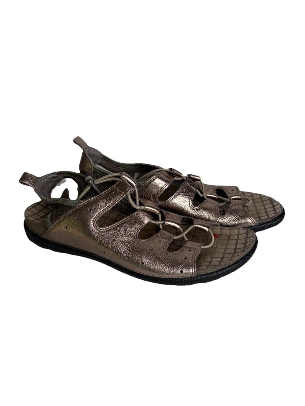 Ecco Jab Toggle Sandals Womens 40 Pewter Slingback Comfort Low Top Drawstring